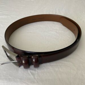 Joseph Abboud Men's Dark Brown Leather Belt with Silver Buckle Size 38